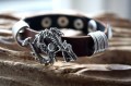 Leren armband draak bruin